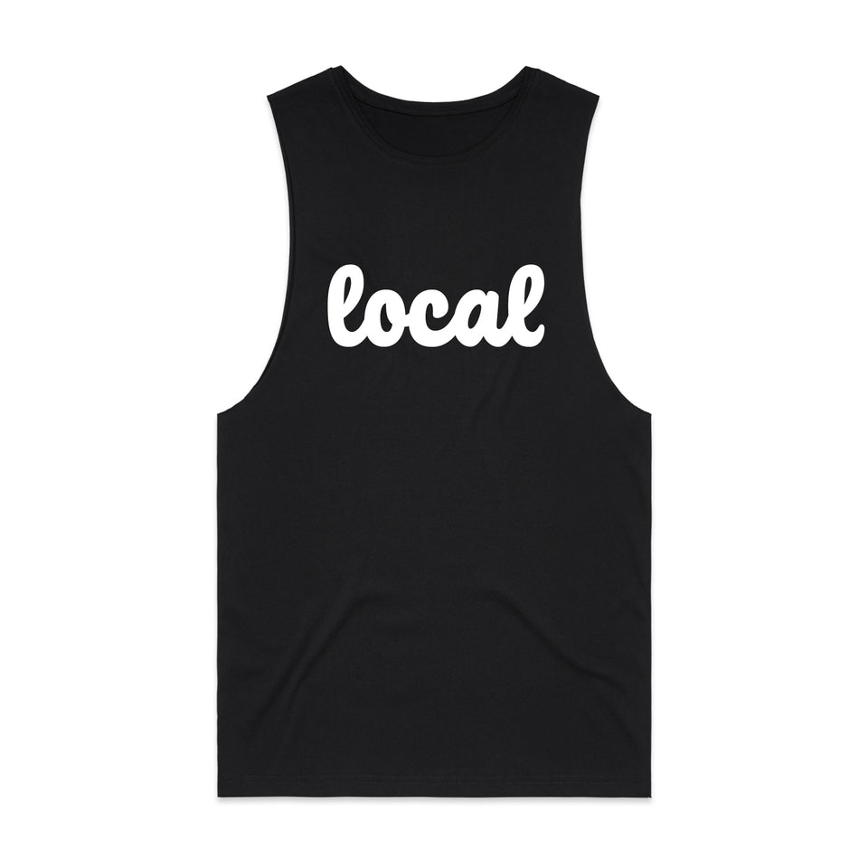 Black 100% cotton Tank with Local logo in White