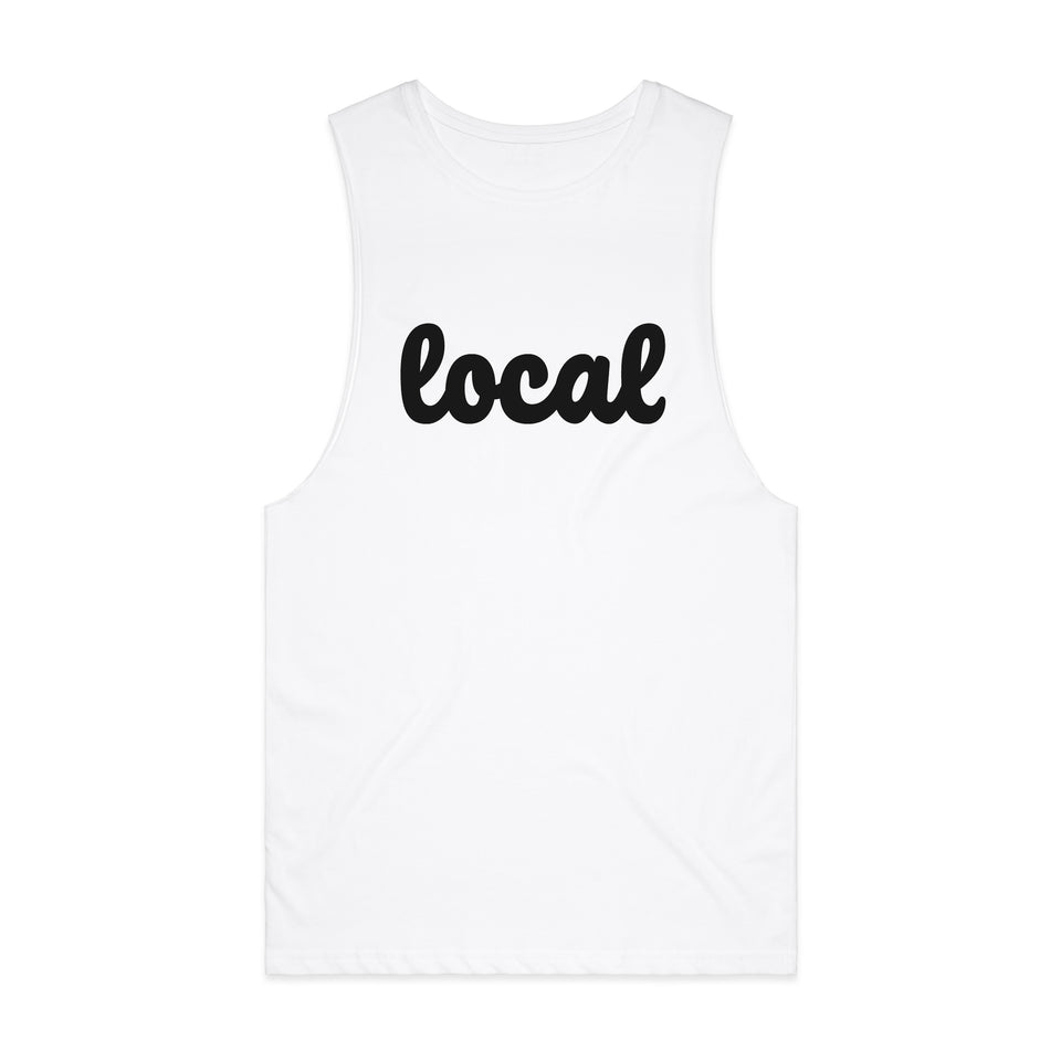 White 100% cotton Tank with Local logo in Black